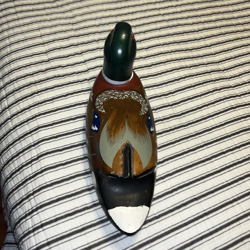 Vintage Wooden Mallard Duck Decoy, Vintage Wood Hand Painted Mallard Duck - Picture 3 of 8